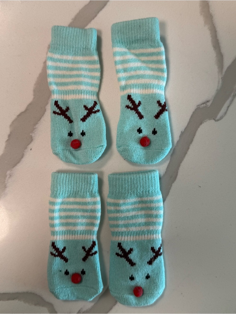 Christmas Pet Dog Slip On Reindeer Socks Set Of 4 Pet Apparel New Small